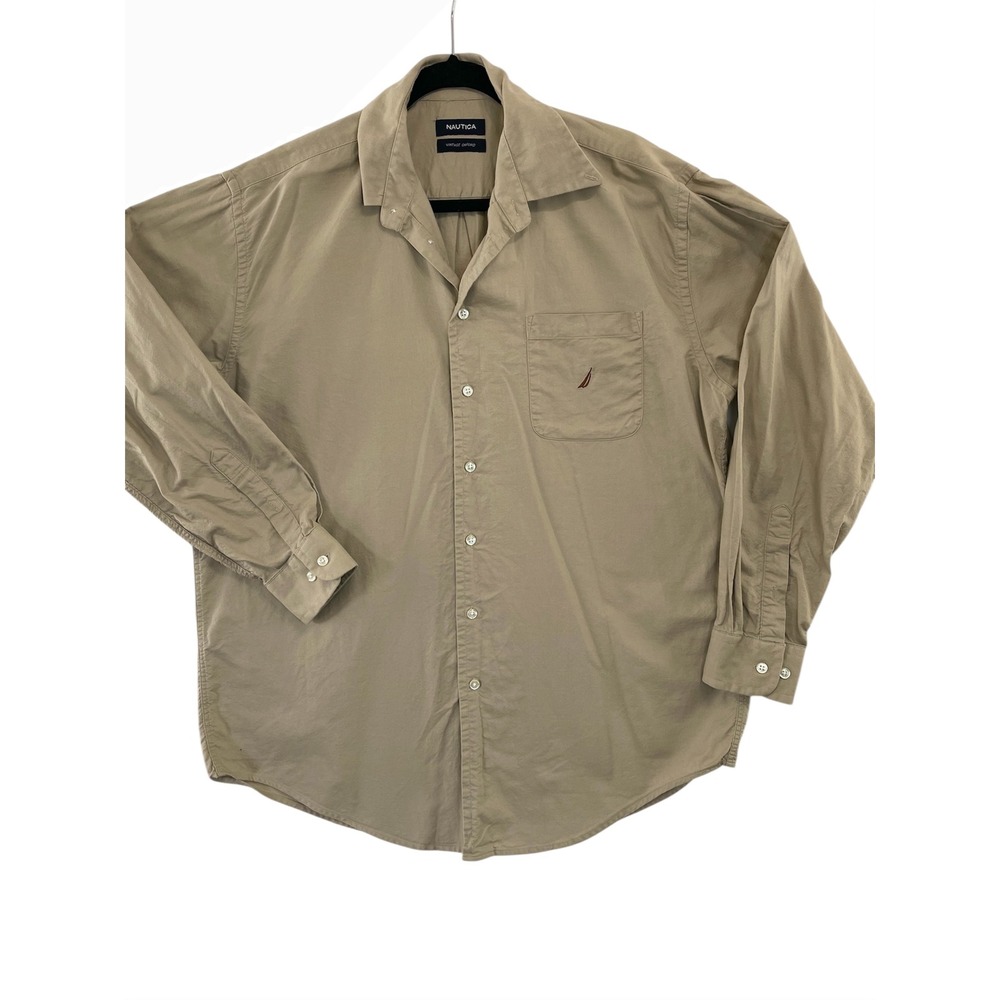 Nautica Vintage Oxford Shirt Cotton Button Up Long Sleeve Mens‎ Size 16 1/2